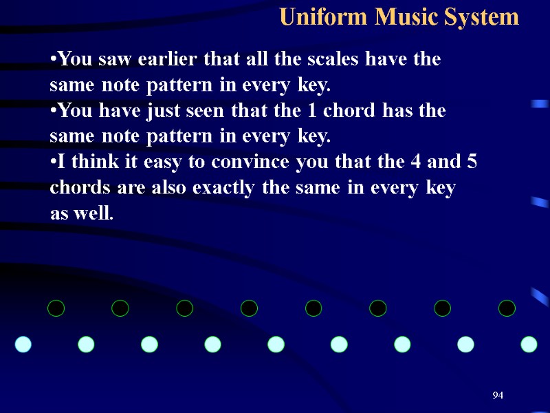 94 Uniform Music System   You saw earlier that all the scales have